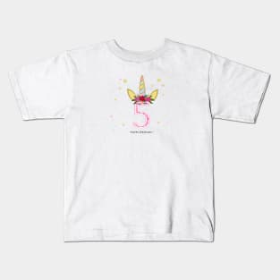 Fifth birthday candle. Four. Unicorn Birthday invitation Kids T-Shirt